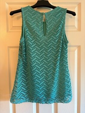 Banana Republic Turquoise Crochet Lace Shell